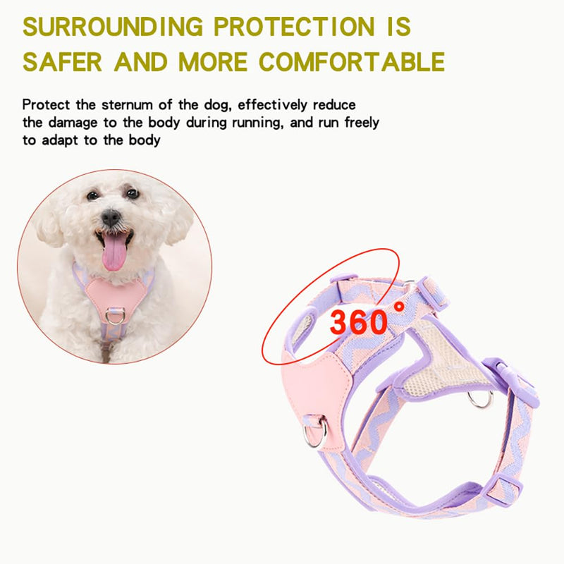 Medium Dog Harness and Leash Set, No Pull Dog Harness with 2 Leash Clips, Anti-Escape Easy Walk Puppy Harness, Adjustable Dog Vest Harness for Training Walking for Medium Dogs(Purple, M) Purple - PawsPlanet Australia