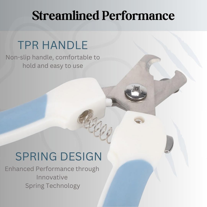 Pet Nail Clippers and Trimmers: Ensuring Safety with Guard, Includes Nail File and Sharp Blade - Ideal Grooming Tool for Cats and Dogs - Dog Nail Clippers, Cat Nail Trimmer, white & Blue - PawsPlanet Australia