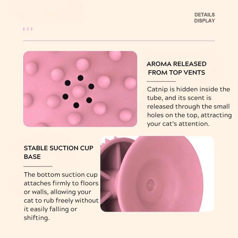 Cat Self Groomer with Suction Cups – Wall-Mounted Pet Massage Brush for Itching & Fur Shedding – Cat Scratch and Rub Toy for Indoor Cats – Easy to Install, 7x7x7.5cm (Pink) Pink - PawsPlanet Australia