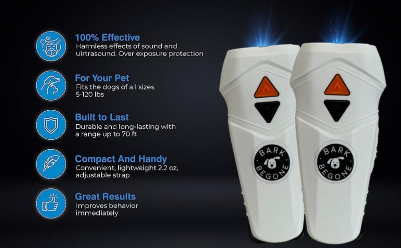 Ultrasonic Dog Bark Deterrent & Behavior Corrector - Stop Barking, Jumping, Aggression Without Yelling -Just Point & Press! Backed by Kevin Harrington from Shark Tank (White Rechargeable) White Rechargeable - PawsPlanet Australia