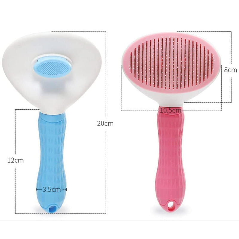 Dog Brush Cat Brush Grooming Comb,Self Cleaning Cat Dog Slicker Brushes with Smooth handle,Pet Grooming Tool with Cleaning Button for Cat Dog Shedding Tools Cat Dog Massage Clean Tangled Brush (blue) - PawsPlanet Australia