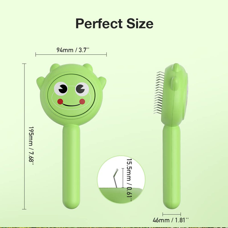 Self-Cleaning Dog & Cat Slicker Brush, Skin Friendly Deshedding Grooming Tool for Long or Short Haired Dogs Cats Rabbits, Dog Shedding Brush with Release Button - Frog - PawsPlanet Australia