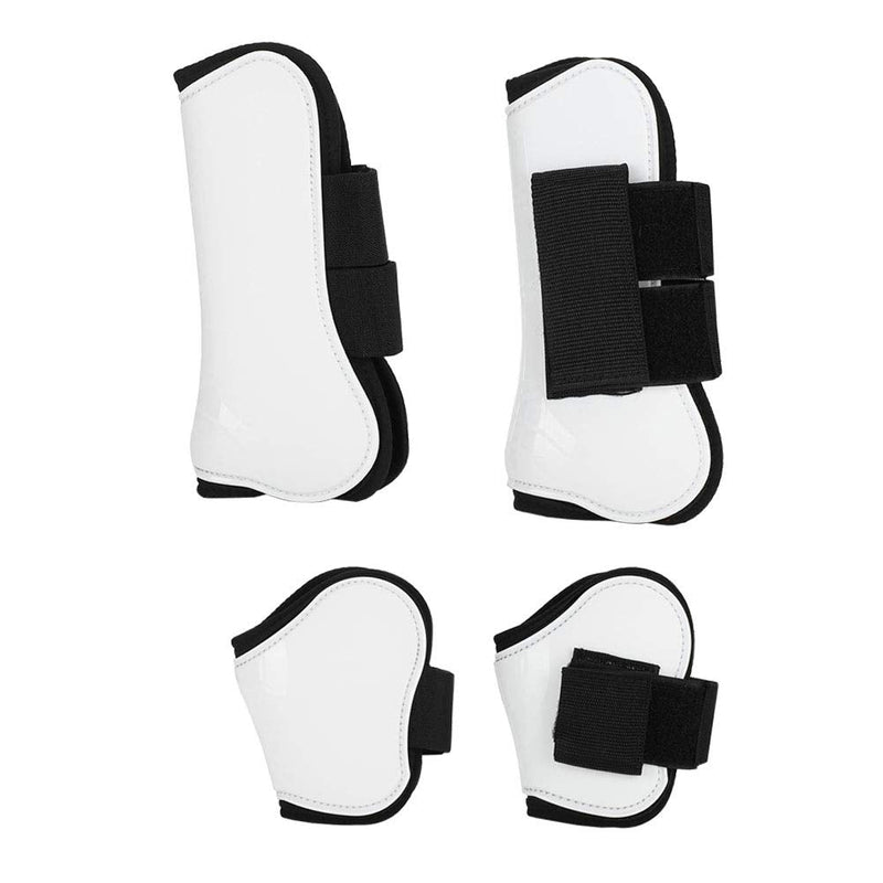 Jeanoko 4PCS White PU Shell Horse Front Back Leg Guard Boot Adjustable Wrap Protector Riding Equipment During Jumping Obstacles Horse Fly Boots Set of 4 Fly Boots for Horses Set of 4 Horse Boots - PawsPlanet Australia