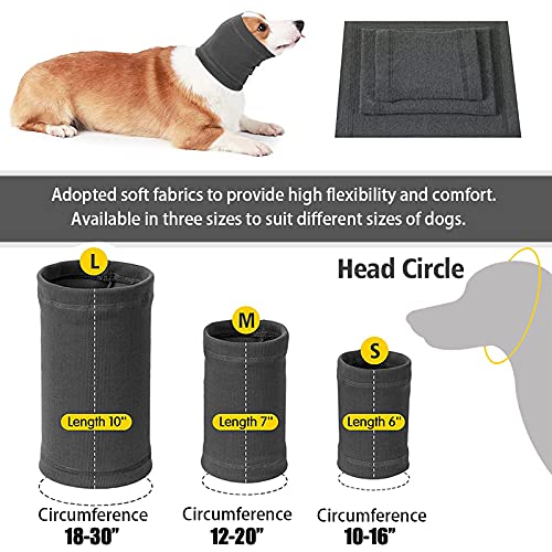 Quiet Ears for Dogs, Cat Dog Hat for Noise Block Ear Protection and Recovery, Dogs No Flap Ear Wraps for Anxiety Relief, Calming, Grooming, Neck Ear Warmer(L, Gray) Large - PawsPlanet Australia