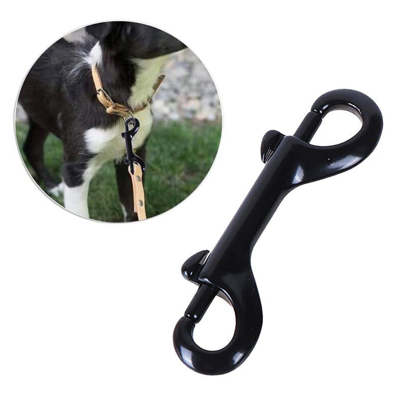 2 Pcs Double Ended Bolt Snap Hooks Zinc Alloy Trigger Chain Clips Heavy Duty Metal Spring Hook for Pet Dog Leash Collar Leash Horse Tack - Black - PawsPlanet Australia