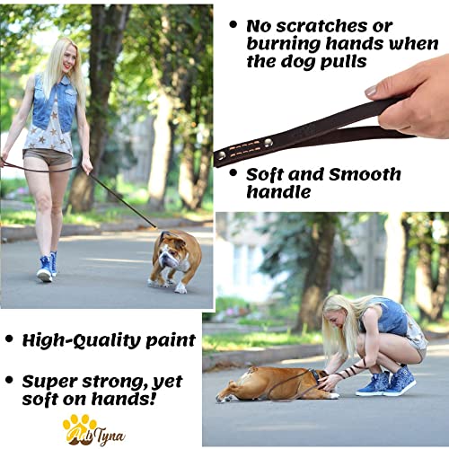 ADITYNA - Premium Leather Dog Leash - 6 ft, Heavy-Duty, Soft & Strong for Small/Medium Dogs - Perfect for Walking, Training, Hiking, and Running (Medium: 6 ft x 5/8", Brown) Medium: 6 ft x 5/8" - PawsPlanet Australia