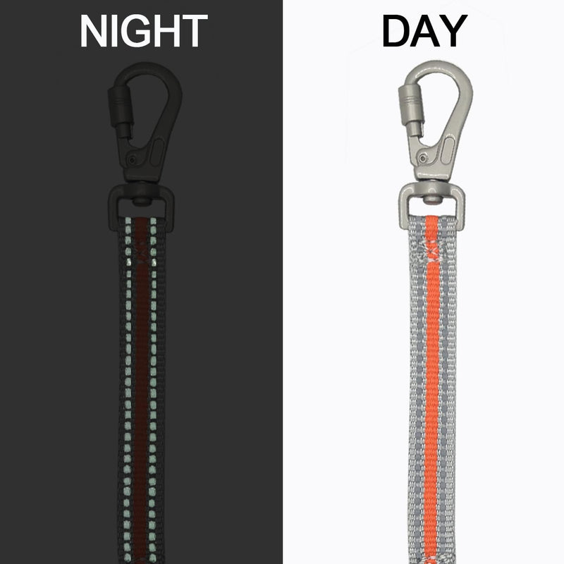 Heavy Duty Double Ended Collar Backup Clip for Dog Harnesses, Lockable Safety Clip for Prong Collar,Reflective Nylon Puppy Collar with Double Clasps for Walking, Training,ORG DKG0913-ORG