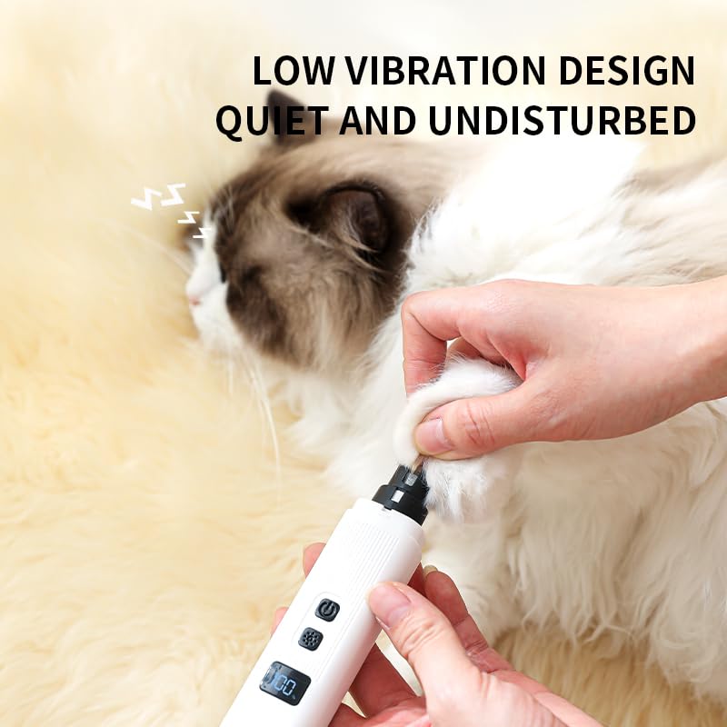Dog Nail Grinders Quiet Electric Dog Nail Trimmer & Rechargeable Dog Nails Clippers Pet Nail Grinder and Dog Nail File for Cats Small Medium Large Breed Dogs Dog Paw Trimmer with LED