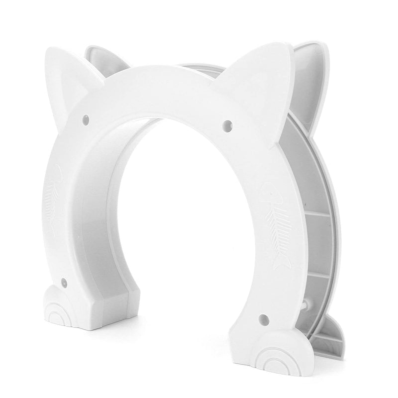 Cat Door Interior Door, Pet Door Cathead Shaped Plastic Cat Pass Through Door with Fish Bone Pattern (White) White - PawsPlanet Australia
