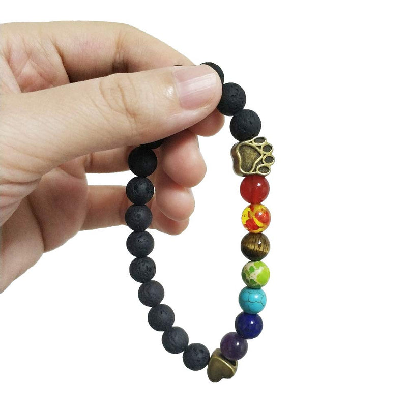 Rainbow Bridge Pet Memorial Gift Lava Bead Bracelet in Memory of Dogs Cats - PawsPlanet Australia