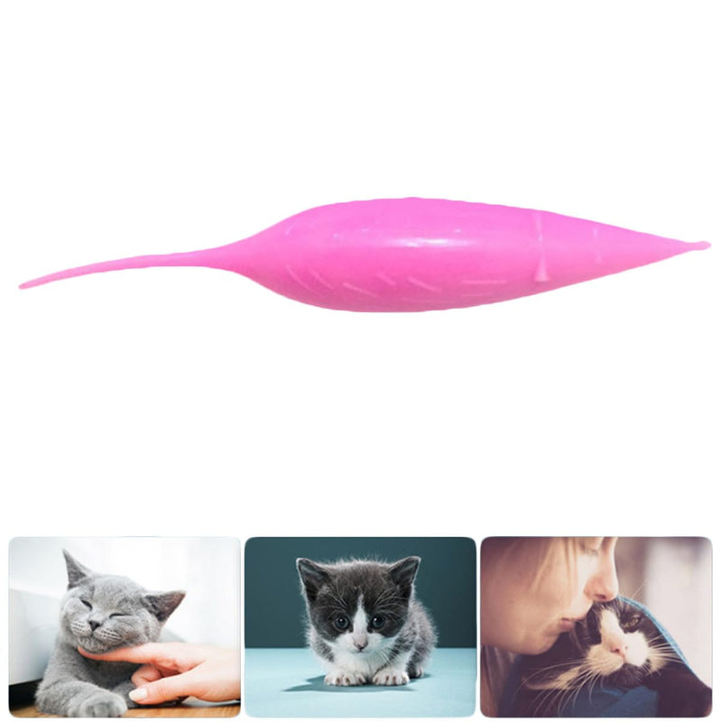 ibasenice Pink Silicone Chew Toy with Catnip, Mouse Shape, Cat Chew Toy and Teaser for Chewing and Playing with Cats and Kittens