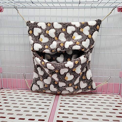 Small Animal Hanging Hammock, Pet Hanging Nap Sack Sleep Bag Bed, Cage Hammock Beds for Ferret Guinea-Pig Sugar Glider Hamster Rat Mice Chinchilla Flying Gerbil and Squirrel Coffee