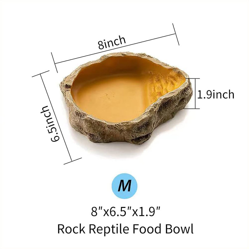 Reptile Water Dish,Resin Reptile Rock Food Feeder Bowl, Water and Food Bowl,Terrarium Decor for Leopard Gecko, Lizard,Spider,Turtle,Scorpion, Chameleon,Hermit Crabs (M, Yellow) Medium - PawsPlanet Australia