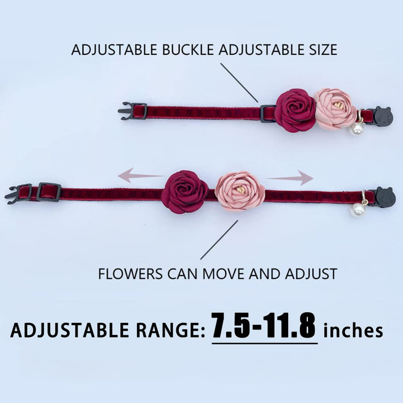 Pink Cat Collars for Girl Cats - Fancy Cat Collar Breakaway with Flowers Adjustable from 7.5" to 11.8" for Girl Kitten Puppy Small Cats Dogs (Pink) Pink - PawsPlanet Australia
