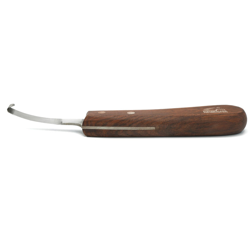 Equine Care Right-Handed Hoof Knife – Razor Sharp Short J2 Steel Blade, Professional Farrier Tool for Horse Hoof Trimming, Goats, Sheep & Livestock | Ergonomic, Rust-Resistant Wooden Handle. Right Handed