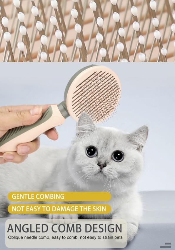 Pet Grooming Tool Needle Brush, Self Cleaning Slicker Brushes for Pet Grooming, Remove Undercoat, Shedding Hair from Long or Short Hair Pro. Curved Needle - Orange - PawsPlanet Australia