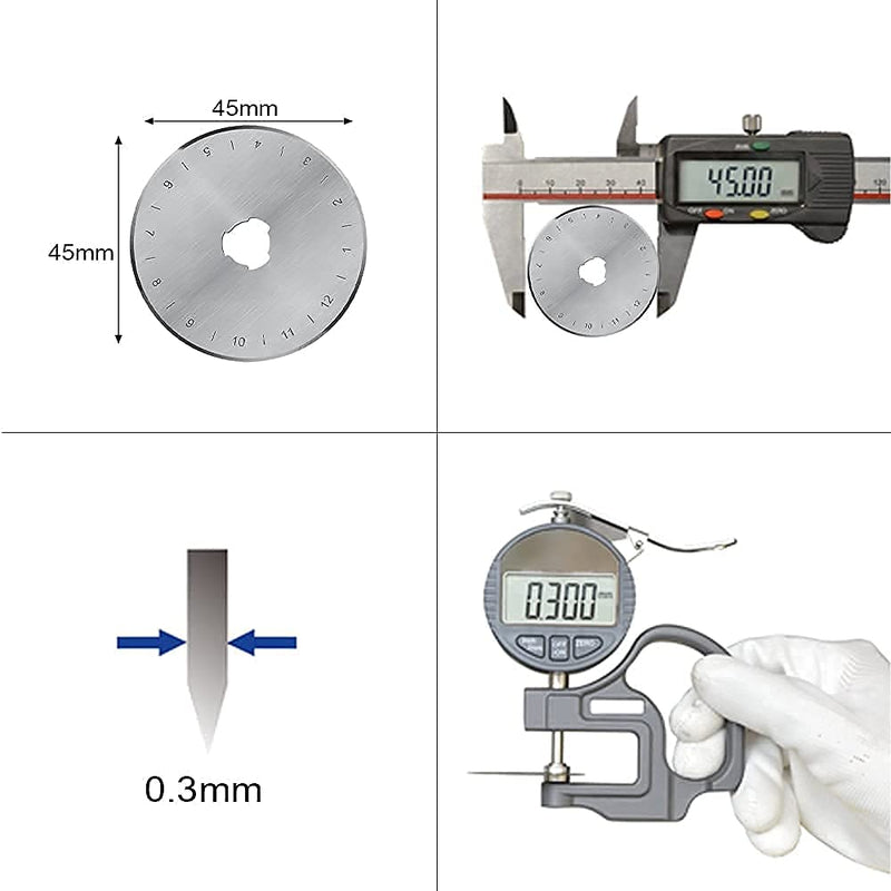 HEADLEY TOOLS 45mm Rotary Cutter Blades 10 Pack Fits Olfa, Fiskars, Replacement Rotary Blade for Arts Crafts Quilting Scrapbooking Sewing, Sharp and Durable 45mm 10pcs