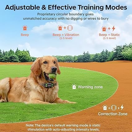 Wireless Dog Fence, GPS Dog Collar Fence System with 3 Warning Modes, Rechargeable Wireless Fence for Dogs