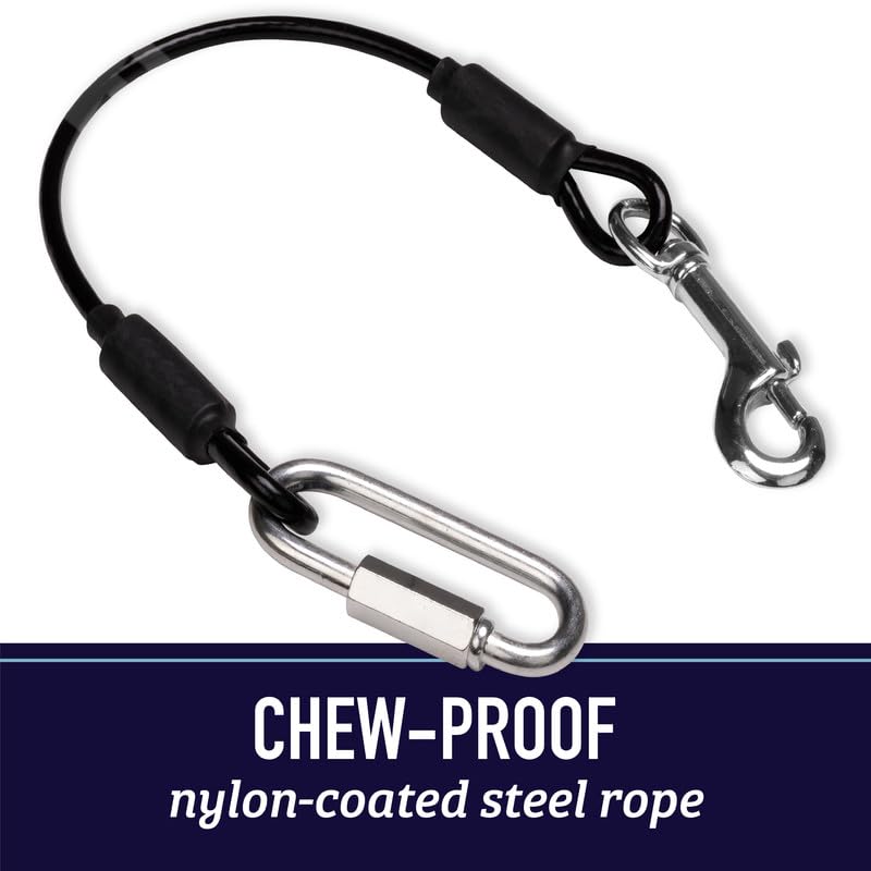 Leash Boss Dog Car Seat Belt Restraint - No-Chew Heavy Duty Car Seatbelt for Pets - 5 Sizes - Coated Steel Rope to Prevent Chewing (31 in) - Restraints for Dogs in Cars - Dog Seat Belt for Car Black - 1-Pack 31in - PawsPlanet Australia