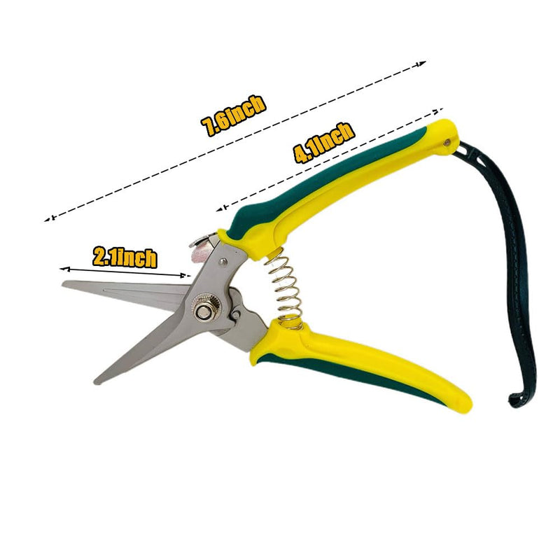 Garden Scissors Pruning Shears with Spring Loading Device for Trimming Branches Stems Flowers Indoor or Outdoor Gardening Use (Straight Heads,Style 1) Style 1 Straight Heads