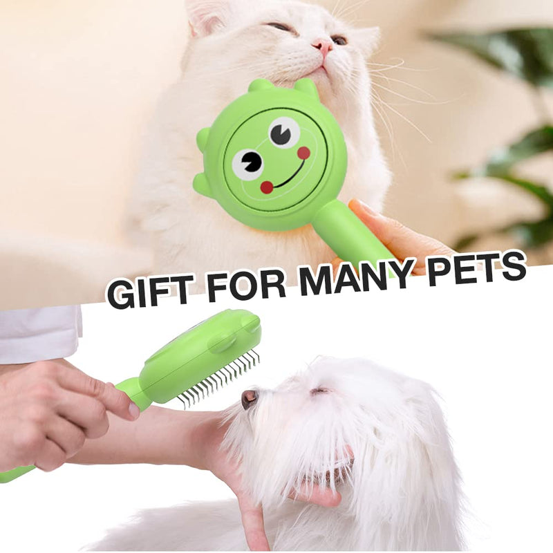 Dog Brush for Short or Long Haired Dogs, Frog Shape Dog Brush with Release Button, Dog Hair Brush Dog Grooming Deshedding Brush for Dog Kitten Rabbit Massage Removes Loose Fur Medium - PawsPlanet Australia