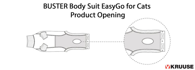 Kruuse Buster EasyGo Recovery Suit for Cats – Black/Grey (Small, 13.5") – Soft, Breathable Post-Surgery Bodysuit for Wound Care, Hot Spots & Incontinence – Comfortable Protection for Cats Small, 17.5 in - PawsPlanet Australia