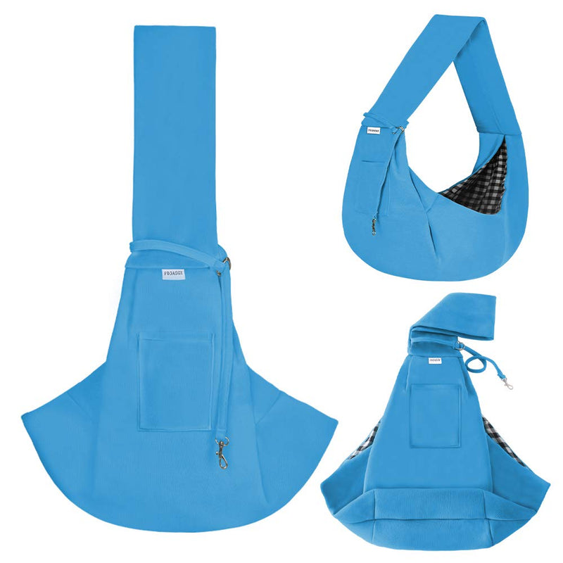 FDJASGY Small Pet Sling Carrier-Hands Free Reversible Pet Papoose Bag Tote Bag with a Pocket Safety Belt Dog Cat for Outdoor Travel DeepSkyBlue(Unadjustable One Size - PawsPlanet Australia