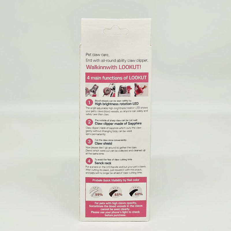 Walkinnwith LOOKUT Premium Dog Nail Clippers with Guide Light [Made in Korea] Safe Cat Nail Clippers – Easy Cat Claw Trimmer and Nail Trapper for Smaller Pets Under 40 lbs – Pink Edition - PawsPlanet Australia