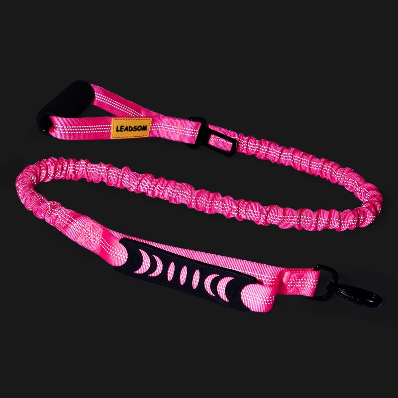 6FT Highly Reflective Heavy Duty Elastic Bungee Medium and Large Dog Leash Shock Absorbing with Comfortable Padded Handle and Traffic Handle Suitable for Training Hot Pink - PawsPlanet Australia