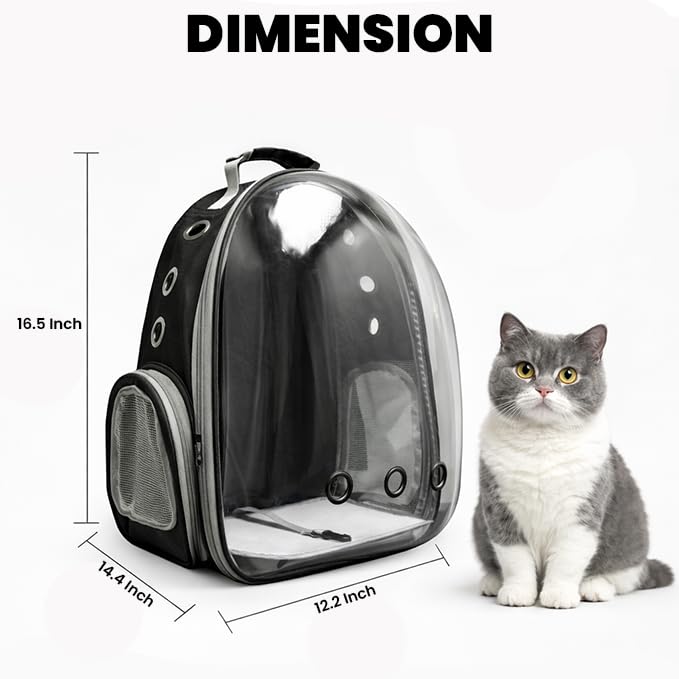 Cat Carrier Backpack, Airline Approved Bubble Pet Carrier Backpack for Small Medium Dogs Cats, Transparent Space Cat Backpack for Hiking Camping Travel Outdoor Use - PawsPlanet Australia