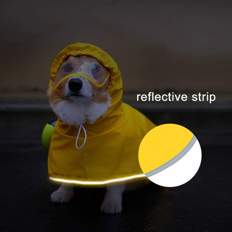 Dog Raincoat with Hood for Small Dog,Medium Dog,Luccalily Waterproof Dog Rain Jacket with Reflective Strip Adjustable Belly Strap Lightweight Poncho with Storage Bag (X-Small, Yellow) X-Small