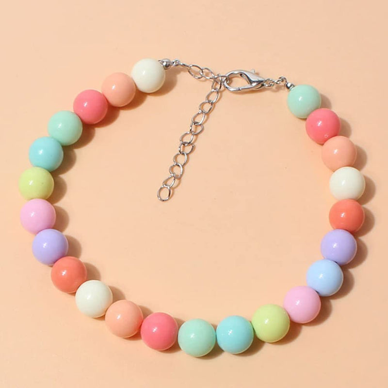 Pet Jewelry Candy Color Dog Pearl Collar Cute Teddy Necklace Jewelryc Chihuahua York Girl Clothing Dress Accessories(10+2.5 in) - PawsPlanet Australia