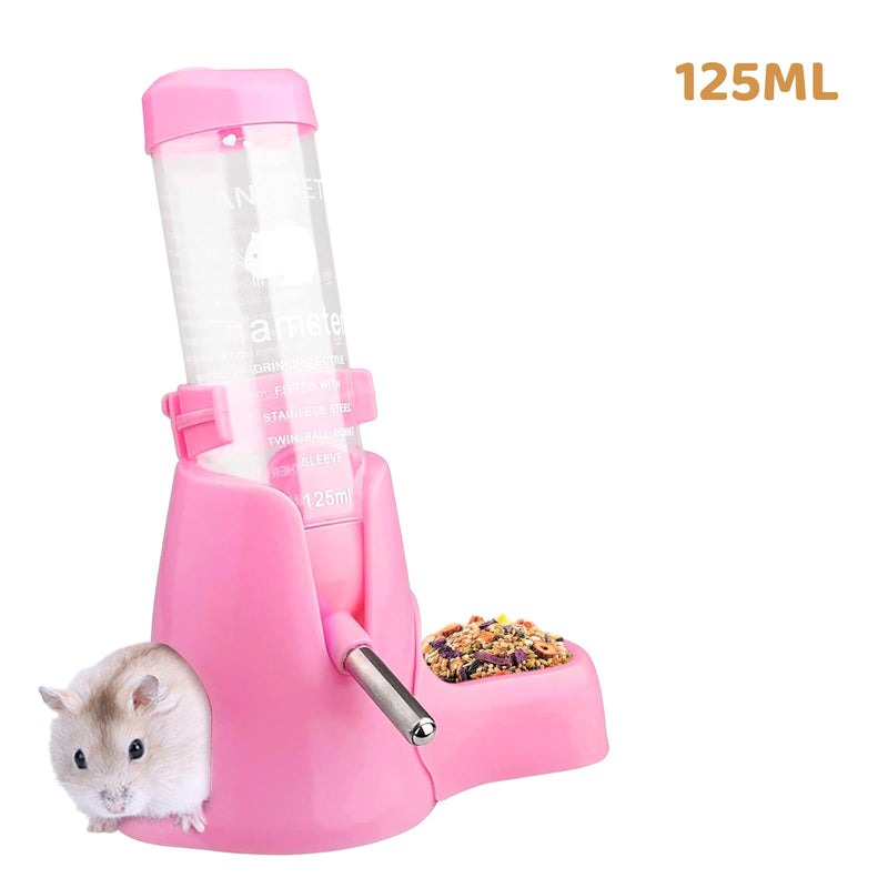 Hamster Water Bottle,3 in 1 Samll Animal Pet Cage Water Bottle No Drip,Pet Cage Water Bottle 80-125ml with Bracket,Waterproof Drop Ball,Mini Bowl,Hamster Nest for Small Animal（Pink-125 - PawsPlanet Australia