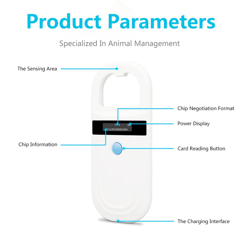 Watris Veiyi Dog Microchip Reader, Pet Microchip Scanner with OLED Display Screen, Pet Chip ID Scanner Supports FDX-B (ISO11784/11785) and EMID Microchips, for Animal Management - PawsPlanet Australia