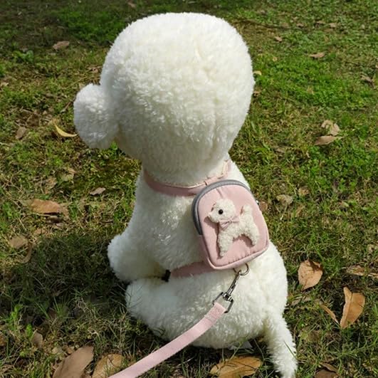 Dog Harness Backpack Dog Harness Outdoor Hiking Backpack Pet Leashes with Saddle Bag Dog Pack for Medium & Small Dogs (Pink, M) Pink - PawsPlanet Australia