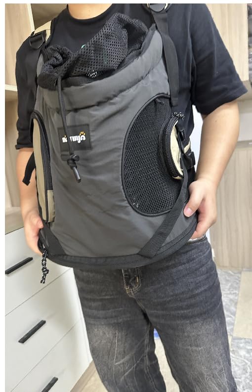 NATUYA Dog Front Carrier, Pet Carrier Front-Pack for Small Dog Puppy Cat, Travel Hiking Waterproof Lightweight Pet Bag, Padded Bottom Mat & Zip Pockets (Black) Black - PawsPlanet Australia