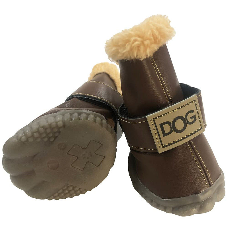WINSOON Dog Australia Boots Pet Antiskid Shoes Winter Warm Skidproof Sneakers Paw Protectors 4-Ppcs Set (Size 2, Dark Brown) Size 2 - PawsPlanet Australia