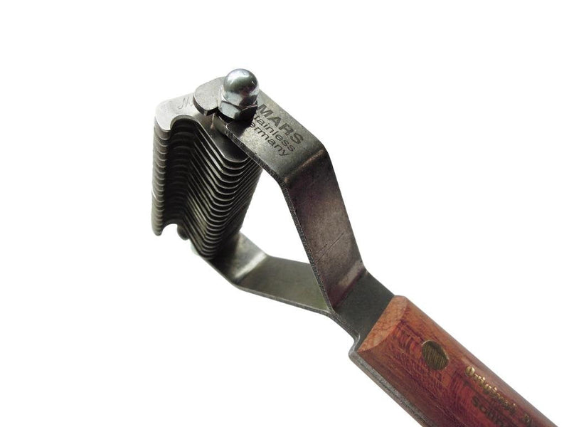 Mars Coat King Dematting Undercoat Grooming Rake Stripper Tool for Dogs and Cats, Stainless Steel with Wooden Handle for Thick Coats, 20-Blade Stripper for Groomers, Pet Owners Small/Medium Dog