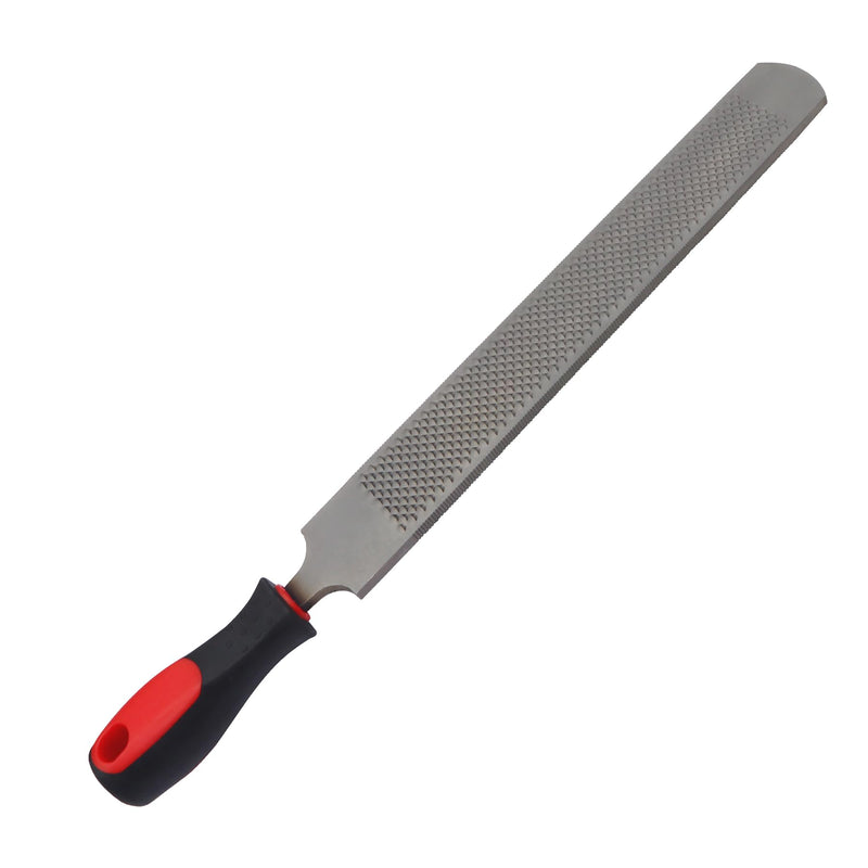 Double-Sided Hoof Rasp, 12'' Farrier File Tool with Ergonomic Rubber Handle, Carbon Steel Horseshoe File for Trimming Horse Goat Cow Donkey Hooves – Heavy-Duty Animal Hoof Care Tool 12''