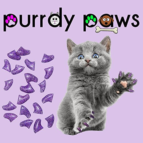 Soft Nail Caps for Cat Claws Purple Holographic Glitter Medium - PawsPlanet Australia