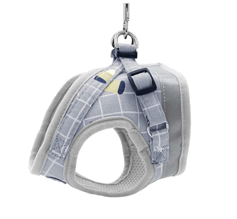 No Pull Small Dog Harness and Leash Set, Soft Mesh Plaid Puppy Harness, Adjustable & Comfortable Padded Reflective Vest for Small Dogs and Pet Kitten Walking(Gray, XS 10.2” – 11.4”;) Gray XS 10.2” – 11.4”; - PawsPlanet Australia