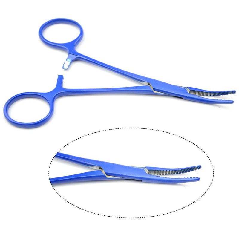 LILYS PET Pet Stainless Steel Hemostat Hemostatic Forcep,Pet Ear Hair Pull Forcep Bend head+Straight head(Blue) 14cm - PawsPlanet Australia