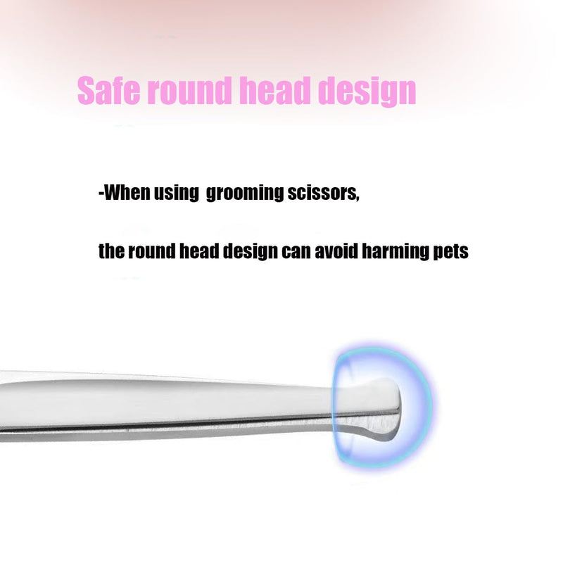 Dog Grooming Scissors,with Safety Round Tips Stainless Steel Pet Grooming Scissors for Dogs, Cats and Other Animals Round headed curved scissors - PawsPlanet Australia