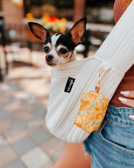 NATUYA Small Dog Carrier Sling Cat Sling,Adjustable Strap Hand Free Pet Puppy for Outdoor Traveling Subway (White, Canvas) white - PawsPlanet Australia