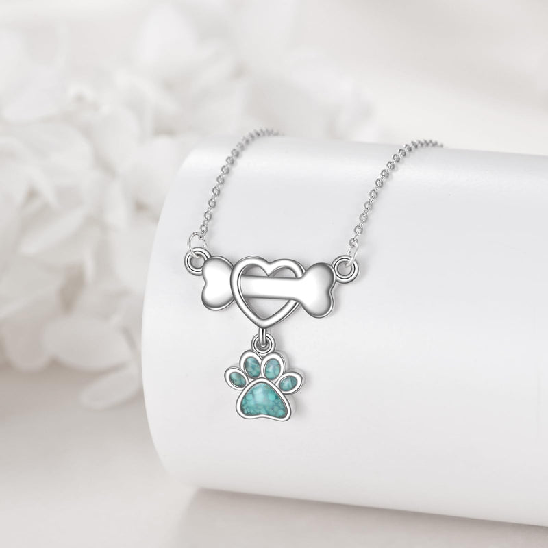 Paw Print Necklace Sterling Silver Dog Cat Paw Pendant Necklace Pet Paw Heart Jewelry Gifts for Women - PawsPlanet Australia