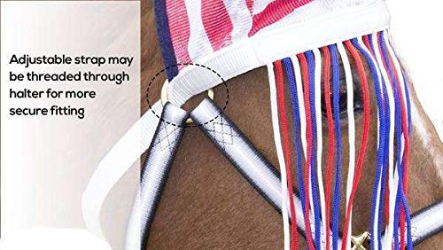 Derby Originals Reflective Mesh Fringe Fly Bonnet with 1 Year Warranty Large (Horse) Patriotic