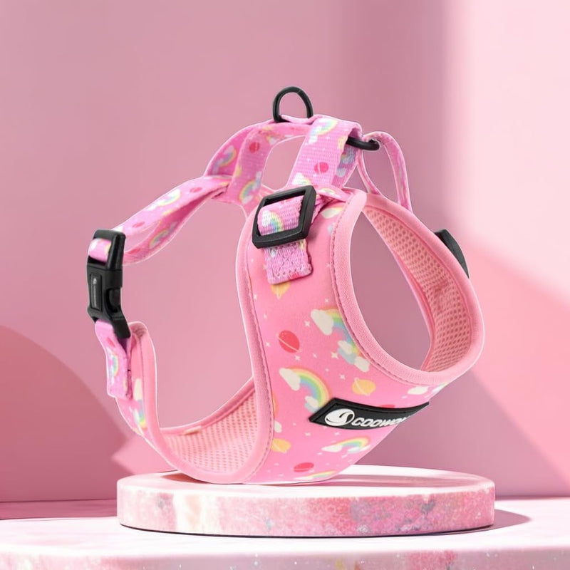 Dog Cat Harness and Leash Set, Puppia Soft Mesh Padded and Adjustable Puppy Vest Cute Dog Clothes Escape Proof Easy Walk Pet Accessories Rainbow L (Neck 15.7"-21"; Chest 19.6"-28.3") - PawsPlanet Australia