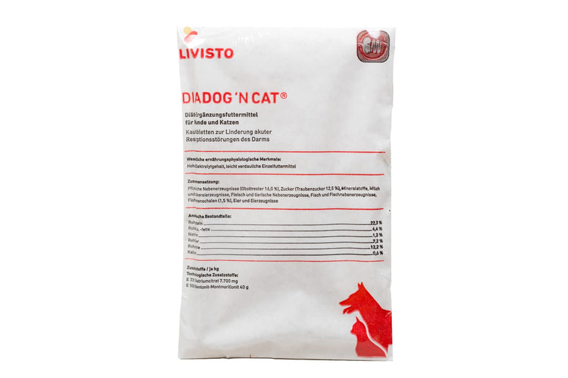 DiaDog`N Cat for Dogs and Cats, Pack of 6, 6 x 5 g, Diet Supplement Food for Dogs and Cats, Chewable Tablet for Relief of Acute Absorption Disorders of the Intestine