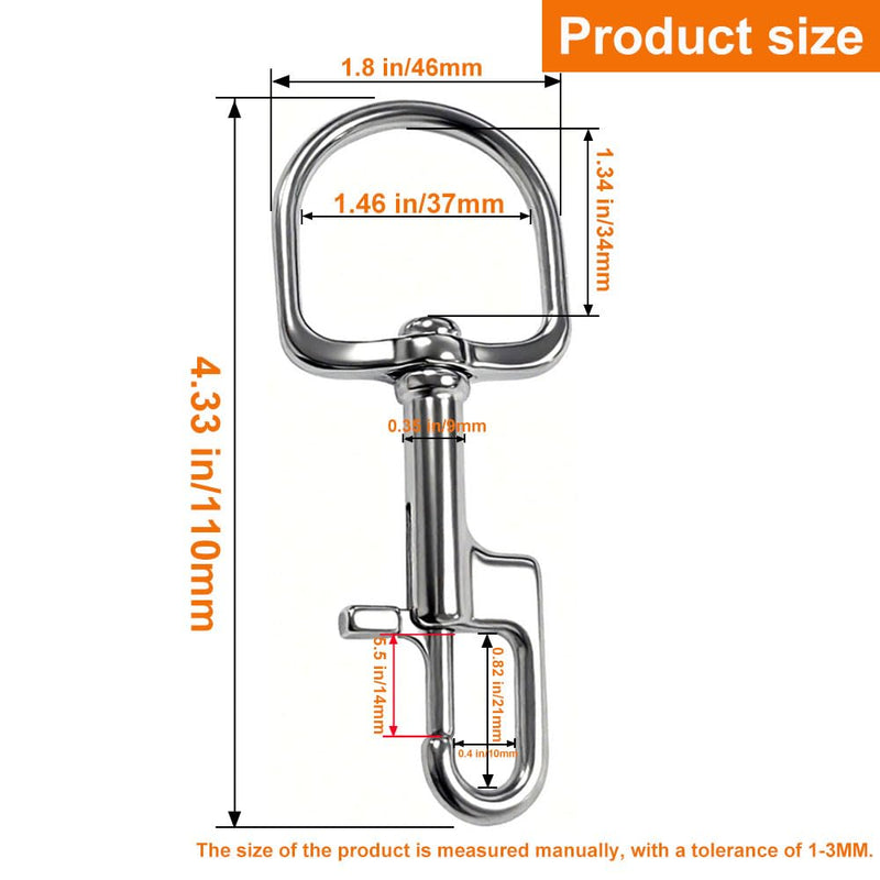QAVBFA 2 PCS Swivel Bolt Snap Diving Clips – Premium Stainless Steel Single Ended Snap Hooks Buckle for Pet Leash, Scuba Diving, and More (2PCS-110mm) 2PCS-110mm