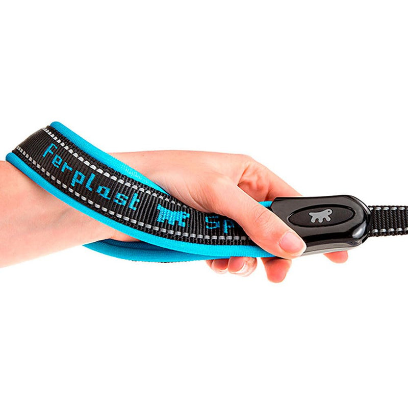 Ferplast SPORTDOG G Dog Lead - MATIC Automatic Closure Technology - Reflective & Anti-Abrasion - Second Handle - Soft Padding - Italian Design - 120 x 2 cm, Blue M (120 x 2 cm) - PawsPlanet Australia
